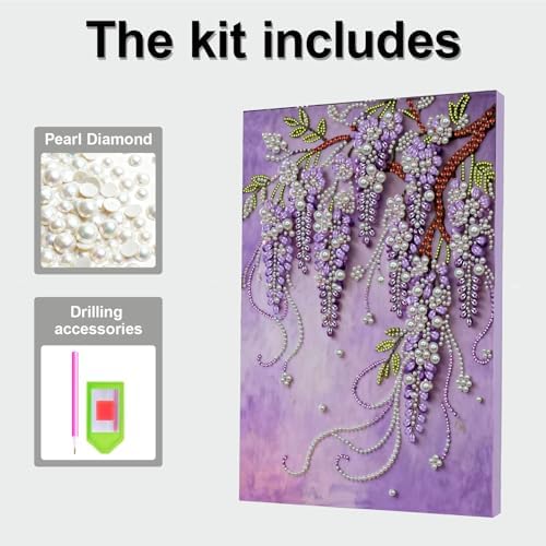 DIY Pearl Painting with Frame, Creative Design, Handmade Stress-Relieving Home Wall Decoration, Includes Frame and Tools-Wisteria - Image 7