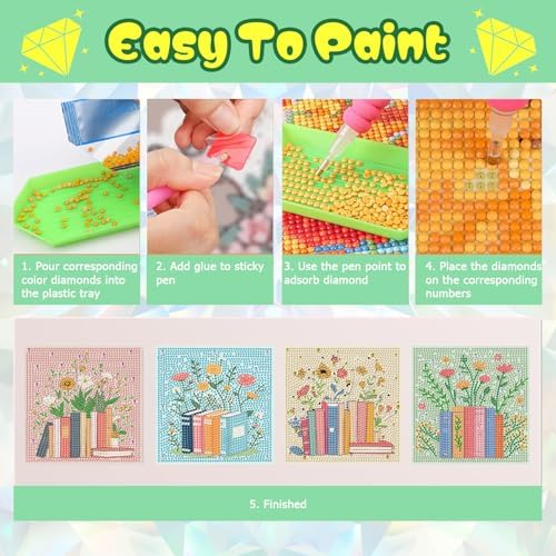 ICYANART 4 Pack Diamond Art Painting Kits for Kids Ages 6-8-12 6x6Inch - Image 7