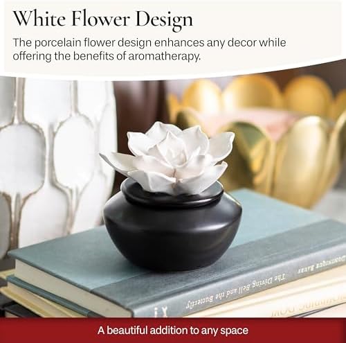 Airomé White Flower, Porcelain Passive Essential Oil Diffuser (with 15ml Peppermint Essential Oil) – Non-Electric, Battery-Free, Improves Sleep, and Relieves Stress - Image 7