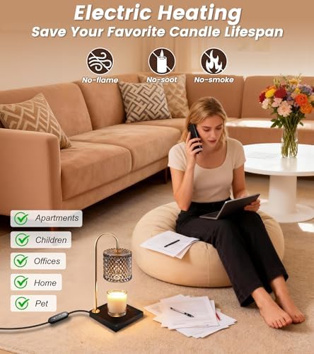 TigQiang Elegant Black Candle Warmer Lamp with Timer, Decor Gifts for Women - Image 6