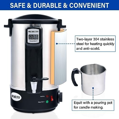 TCFUNDY Candle Making Wax Melting Pot 8L Electric Non-Stick DIY Wax Melter - Image 7