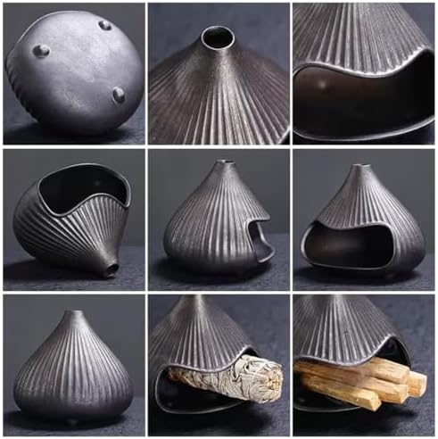 Ceramic Incense Holder, Mini Palo Santo Burner Chimney for Palo Santo Sticks, Cone Incense and Sage Smudging, Handmade Cone Incense Holder Burner for Yoga, Meditation, and Energy Cleansing (Black 01) - Image 7