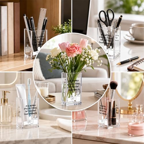 Funny Acrylic Pen Holder Cup, “Be the One That Sparkles” Desk Decor, Cute Pencil Holder Organizer, Coworker Gift, Office Desk Accessories - Image 6