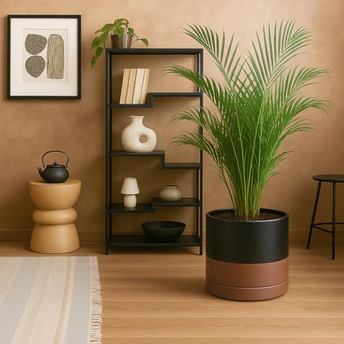 D'vine Dev 12 Inch Ceramic Planter Pot, Black/Tan, 94-O-F-7 - Image 6