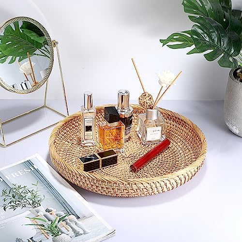 Hipiwe Rattan Key Basket Bowl for Entryway Table, 11.8" Large Wicker Tray - Image 7