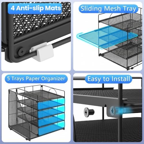 OPNICE Desk Organizer, 5-Tier Paper Organizer Letter Tray, Black - Image 7