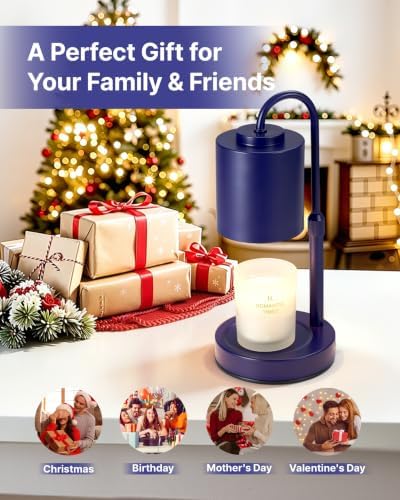 CASTLELIFE Dimmable Candle Warmer Lamp with Timer, Height Adjustable Candle Warmer for Jar Candles, Electric Wax Melt Warmer for Home Decor House Warming Gifts, Birthday Gifts for Women,Blue - Image 7