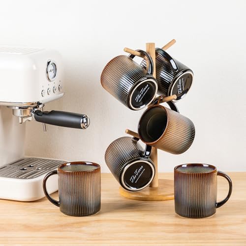 theterra Ceramic Coffee Mugs Set of 6, 14.2 oz Coffee Cups with Handle - Image 7