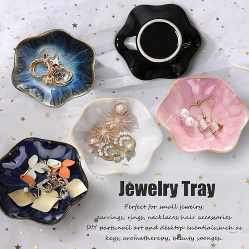 Jewelry Tray,Ring Dish,Ceramic Trinket Tray,Key Bowl,Decorative Plate,Necklace Earrings Ring Holder for Mom Friends Sister Daughter (Dark Blue) - Image 7