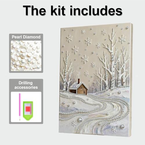 DIY Pearl Painting with Frame, Creative Design, Handmade Stress-Relieving Home Wall Decoration, Includes Frame and Tools-Snow Scene-1 - Image 7