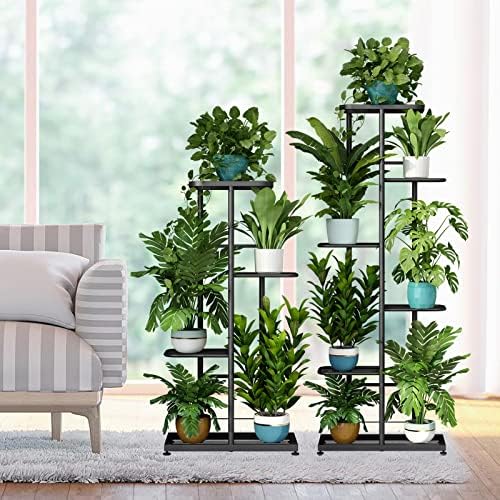 LINZINAR 6 Tier Plant Stand Indoor Outdoor Metal Flower Pot Display Shelf - Image 6