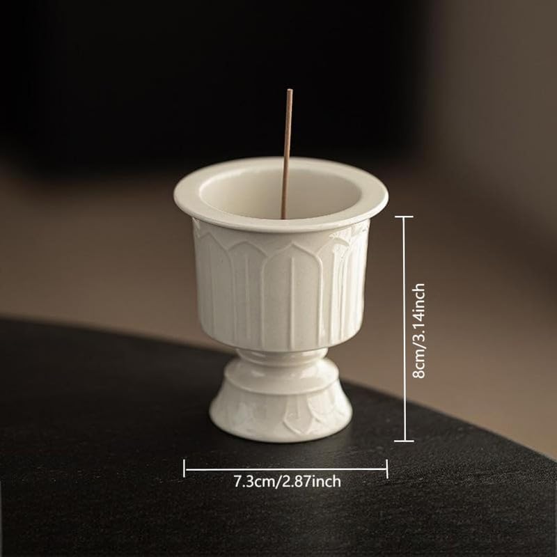 Incense Holder Modern Minimalist Circular Incense Stick Burner for Cones or Sticks for Yoga & Meditation, Enhance Atmosphere,Ceramic Ash Catcher White-6 - Image 7