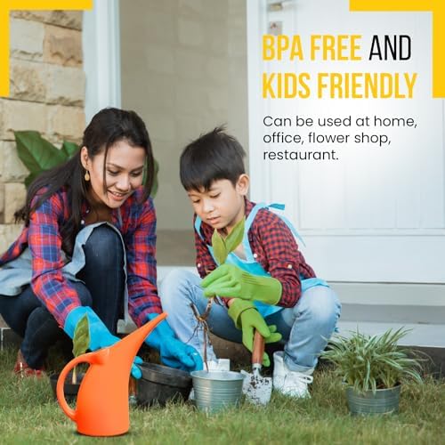 KP KOOL PRODUCTS 1/2 Gallon Watering Can - Small Indoor/Outdoor Plastic Waterer - Orange - 1 Pack - Image 6