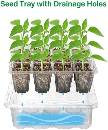 Bonviee Seed Starter Trays with 12-LED Grow Lights, Clear, 5 Pack - Image 6