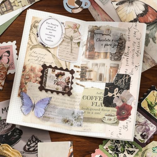 Qudarrso Vintage Junk Journal Stickers Kit, Retro Food Theme Scrapbook Supplies, Ephemera Decorative Accessories, European Style DIY Craft Supplies for Adults Scrapbooking, DIY Craft Supplies - Image 7