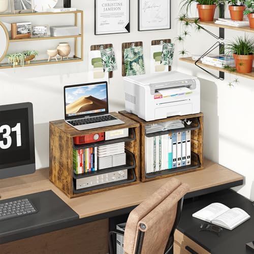Simple Trending 4-Tier Desk File Organizer, Paper Organizer, Rustic Brown - Image 6