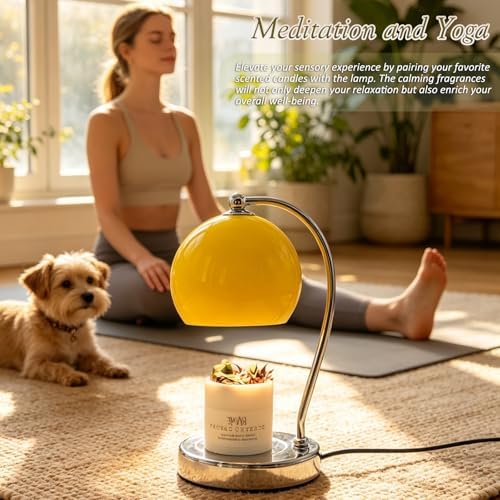 Candle Warmer Lamp Wide Base, Timer & Dimmer (Yellow) - Image 6