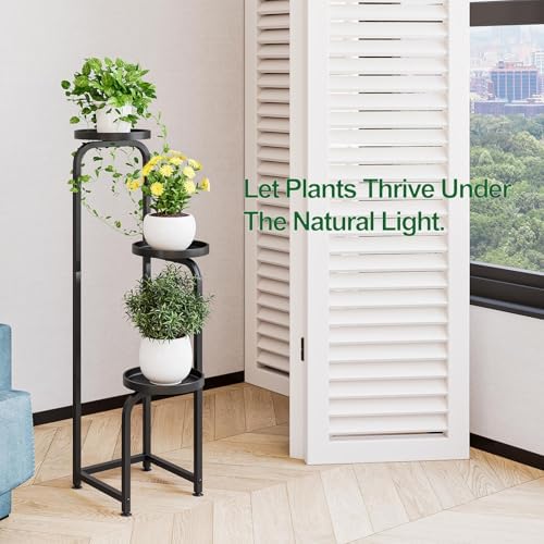 INGIORDAR Plant Stand Indoor Outdoor Corner Tiered Plant Shelf 3 Tier Metal - Image 6