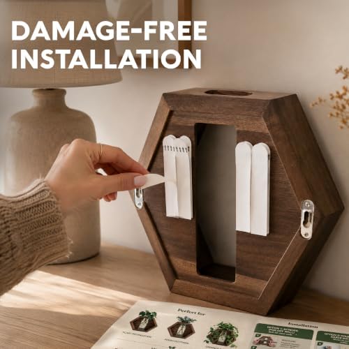 AVERGO Wall Plant Decor (1-Pack), Acacia Wood Indoor Wall Planter - Image 6