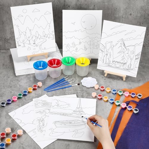 Sherr 140 Pcs 20 Set Pre Drawn Canvas Painting Kit, Sceneries - Image 6