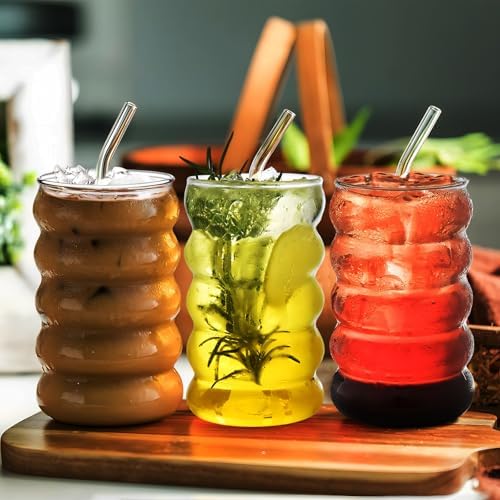 Ework4U 2 Pcs Drinking Glasses with Glass Straws, 20oz Iced Coffee, Milk Tea, Fruit Smoothie Glasses - Ideal for Water, Soda, Tea - Gift Set with Cleaning Brush - Image 7