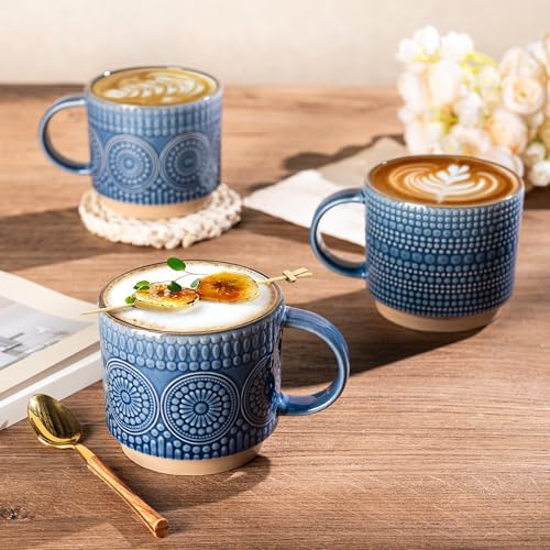 GBhome 12 oz Coffee Mugs Set of 4, Stackable Ceramic Coffee Cups Set - Image 6