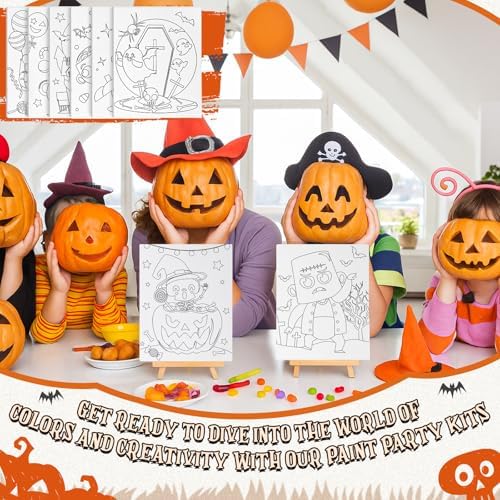 Sherr 140 Pcs 20 Set Pre Drawn Canvas Painting Kit, Halloween - Image 6