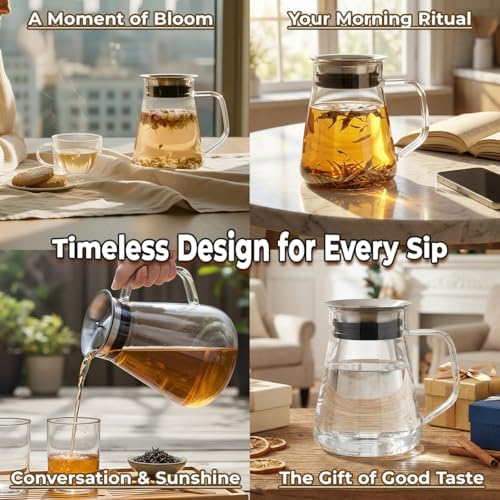 Aquach 27oz Glass Teapot with Filter Lid, Personal Stovetop Tea Pot - Image 6