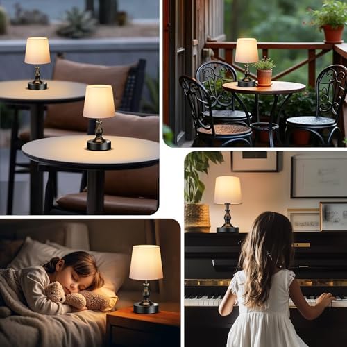 PARTPHONER Mini Cordless LED Table Lamp, 5200mAh Rechargeable Battery Operated Lamp, 3-Level Brightness, Touch Dimmable Desk Lamp, Bedside Night Light for Patio Camping Restaurant Home, Matte Black - Image 7