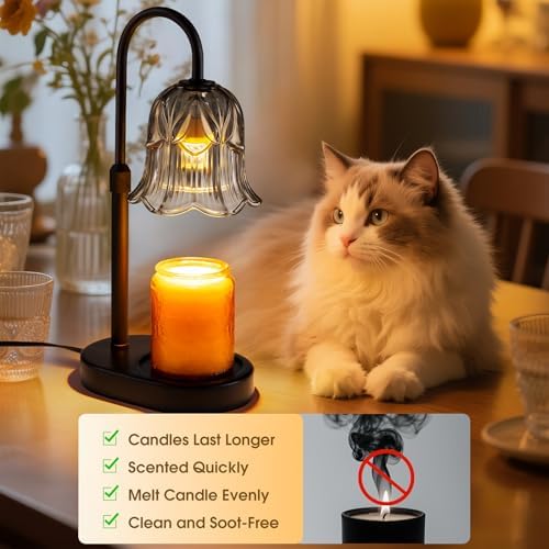 Candle Warmer Lamp Adjustable Timer Electric- Gray Flower Shaped Wax Melting Lamp - Image 6