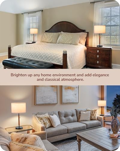 EDISHINE Mid Century Table Lamp Set of 2, Pull Chain Switch, Metal Base - Image 7