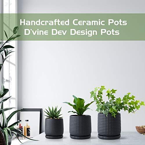 D'vine Dev Beaded Ceramic Pot with Saucer, 6 in, Ebony Matte, 27-C-X-6 - Image 7