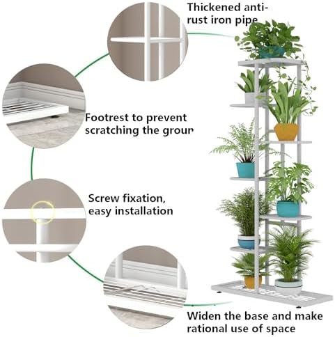 LINZINAR 7 Tier Plant Stand Indoor Outdoor Metal Flower Pot Display Shelf - Image 6