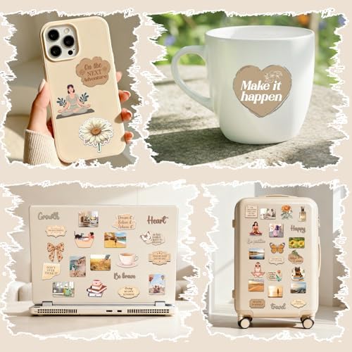 Brown Vision Board Stickers - 50 Pcs Travel Inspirational Planner Supplies Kit for Adults Women Motivational Aesthetic Mental Health Waterproof Decals for Book Scrapbook Journaling Keyboard - Image 6