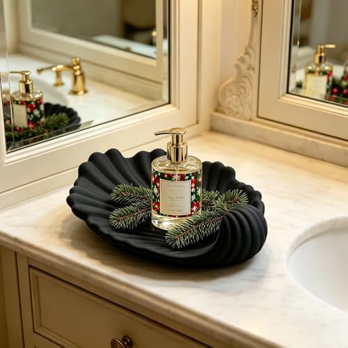 Seashell Ceramic Jewelry Tray, Small Trinket Dish, Matte Black - Image 6