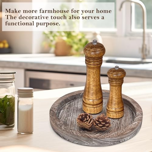 Round Wood Trays Home Decor Farmhouse Coffee Table Centerpieces Decorative - Image 7