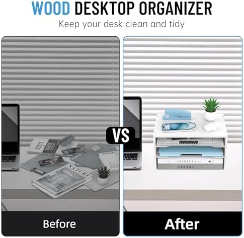 3-Tier Paper Organizer for Desk, Adjustable Mail Organizer, White - Image 6