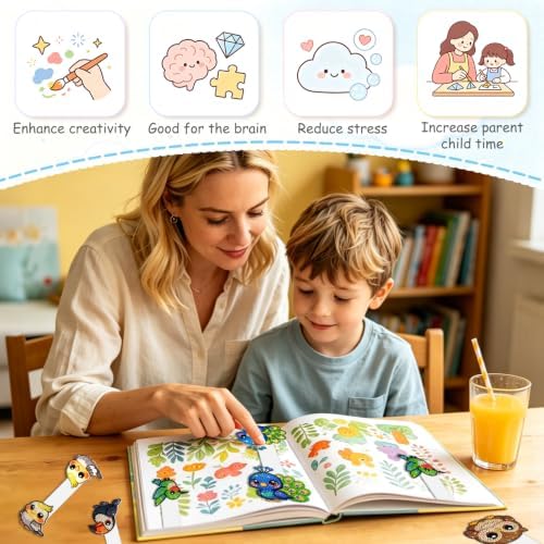 BIGRIMA DIY 8pcs Magnetic Bookmarks Diamond Art Kit,5D Rhinestone Painting Craft for Adults Beginners,Handmade Reading Bookmarks with Magnetic Clips, Relaxing Arts and Crafts Gift - Image 6