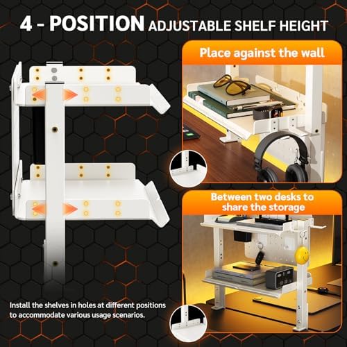 Metal Clamp On Desk Shelf,Storage Shelves with Pegboard and Pencil Holder - Image 6
