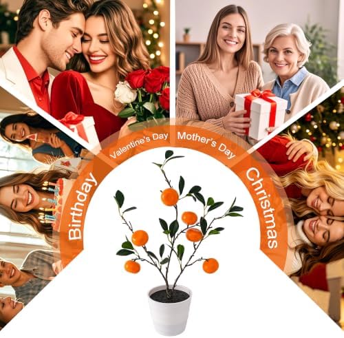 LED Orange Tree Lamp, 20.4" Lighted Artificial Orange Plant with Warm Glow - Image 7