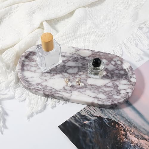 Koville Real Luxurious Natural Marble Vanity Tray, 10"x5" Calacatta Viola Marble Catchall Tray for Bathroom, Stone Perfume Trays Jewelry Dish for Dresser, Genuine Stone Storage Tray for Home Decor - Image 6