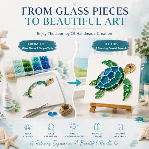 Sea Glass Ocean DIY Kit | Seaglass Mosaic Art Craft Kits for Adults - Image 7