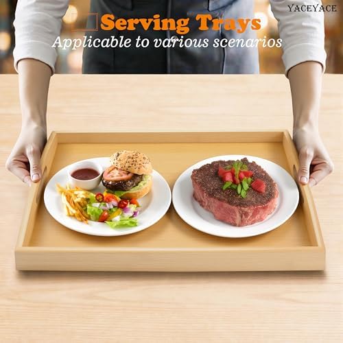 Serving Trays for Home Decor, 15.7"x11.4"x2" Medium Bamboo - Image 7