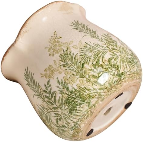 Xiaan Jiaju Cottagecore Ceramic Vase and Planter, 6 Inch Flower Pot with Drainage for Indoor House Plants, Country Cottage Garden Home Decor, Rustic Farmhouse Gift for Plant Lovers - Image 7