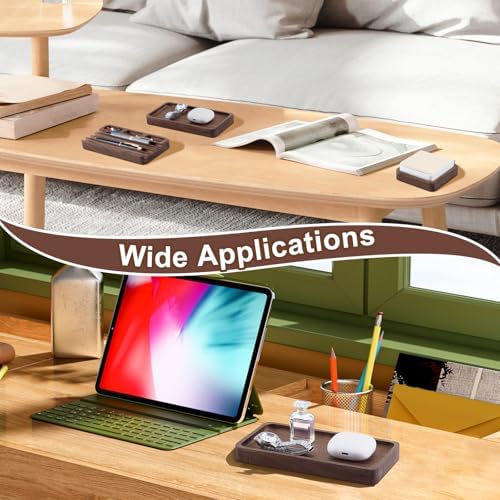4Pcs Wooden Desk Organizer Tray with Pen Holder, Men Valet Tray - Image 5