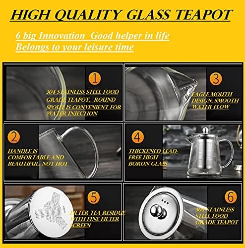 Mini Size Glass Teapot Tea Kettle-with Stainless Steel Removable Infuser for Blooming Tea & Loose Leaf Tea, Microwave & Stovetop Safe, 550ML/19.3oz (S-550) - Image 6