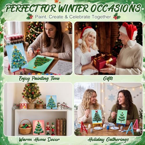 Blosssound 10 Set Christmas Pre Printed Canvas for Painting 5x7, Colorful - Image 7