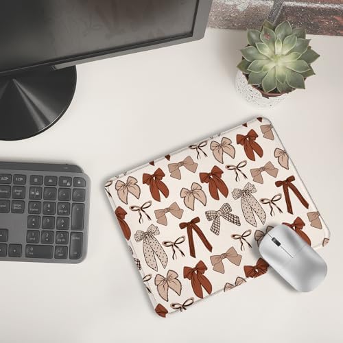 Coquette Neutral Bow Mouse Pad, Preppy Girly Brown Bow Aesthetic Mouse Pads for Wireless Mouse Computers Laptop Desk Accessories, Coquette Coquette Girly Neutral Office Supplies, 9.5x7.9 Inch - Image 6