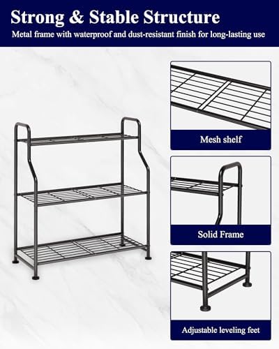 Kitsure Metal Plant Stand Indoor & Outdoor, 27" Wide - 3 Tier, Black - Image 7