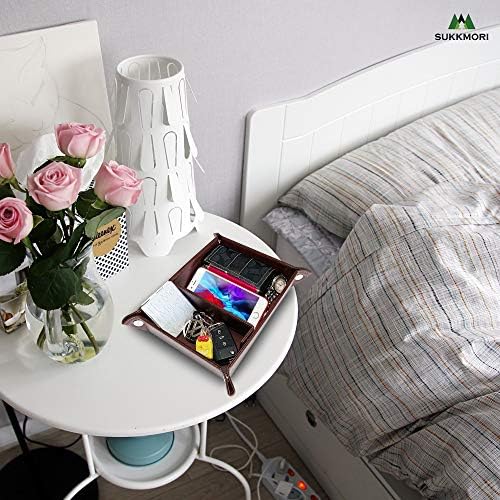 Valet Tray for Men and Women - PU Leather Nightstand Organizer with Desk Catchall Tray, Dresser Box for Keys, Jewelry - Image 7